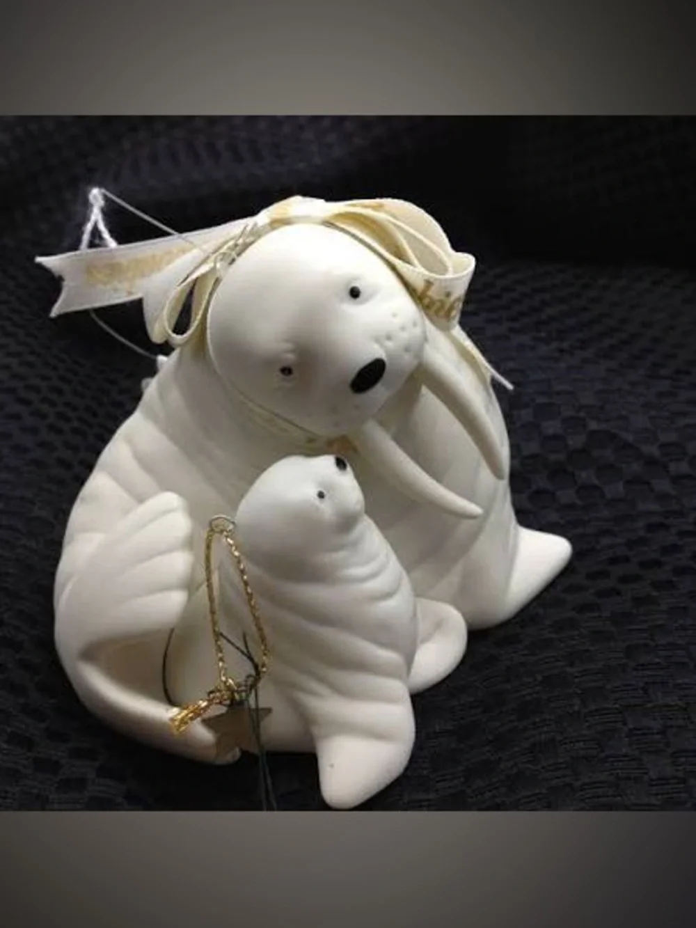 Dept 56 Snowbabies Frosty Frolic Friends Bisque Walrus & Baby Ornament 1999 NIB